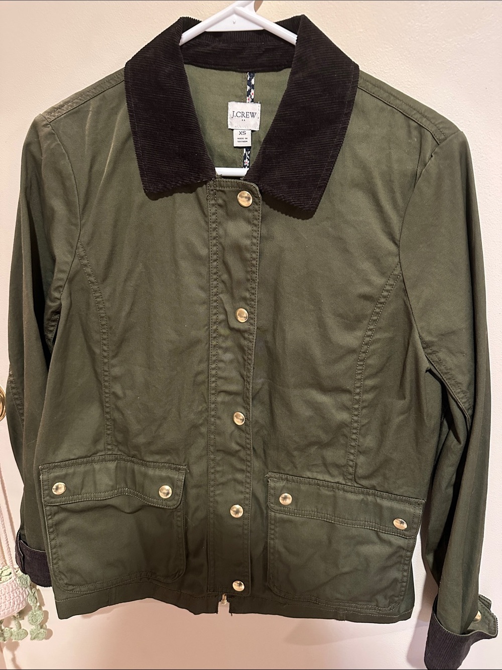 J.Crew Downtown Field Jacket Utility Jacket Green & dark Brown XS